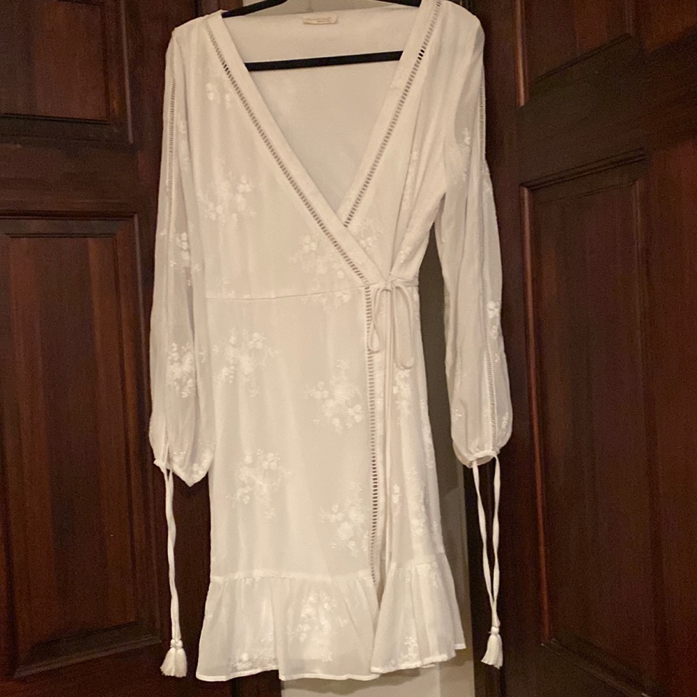 Lovestitch White Embroidered Wrap Around Dress